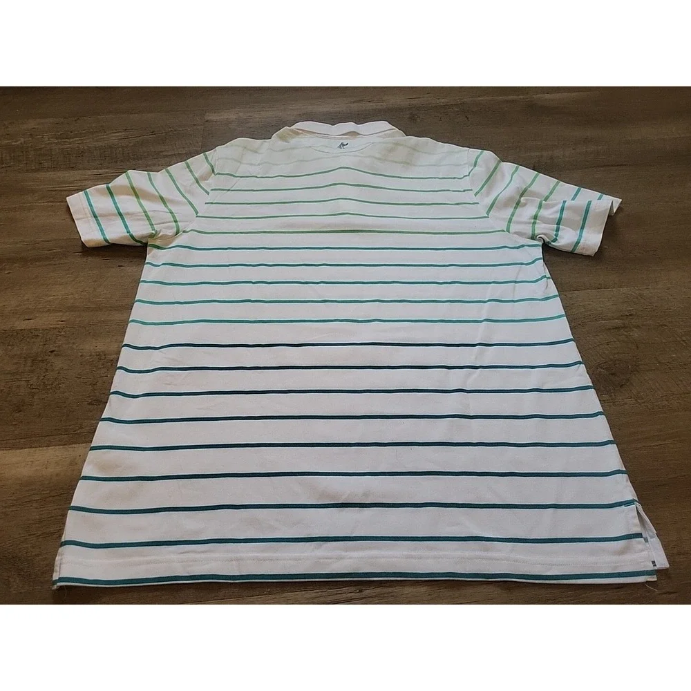 Ashworth Mens Surf Club Striped Polo Shirt White Green Large Short‎ Sleeve Golf